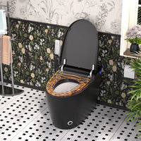 Black Smart Toilet with Advance Bidet and Auto-Open Lid, Soft-Closing Heat Seat, Tankless Auto Dual Flush, Massage Clean, Warm Wash/Dryer, Remote Control