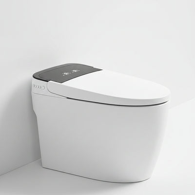 Smart Toilet,One Piece Bidet Toilet for Bathroom with Auto Open & Close Lid and Seat,Warm Water and Dry,Heated Seat,Foot Sensor and Night Light, Auto Flush