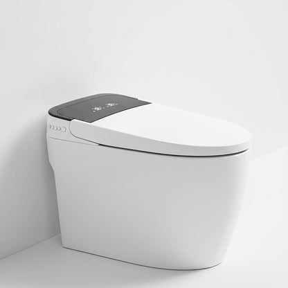 Smart Toilet,One Piece Bidet Toilet for Bathroom with Auto Open & Close Lid and Seat,Warm Water and Dry,Heated Seat,Foot Sensor and Night Light, Auto Flush