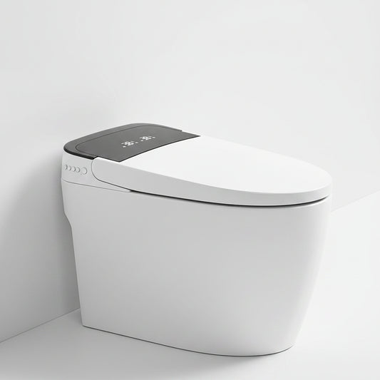 Smart Toilet,One Piece Bidet Toilet for Bathroom with Auto Open & Close Lid and Seat,Warm Water and Dry,Heated Seat,Foot Sensor and Night Light, Auto Flush