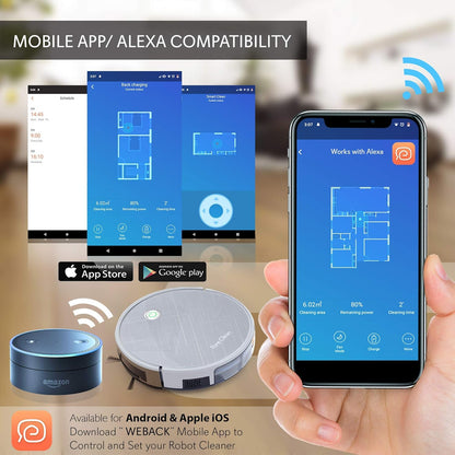 Pureclean Smart Gyroscope Robot Vacuum Cleaner - Multiroom Navigation Mobile App Control and Alexa Compatible - Auto Charge Dock, 3 Step Air Filter - Cleans Hardwood and Carpet Floor PUCRC660