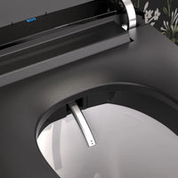 Black Smart Toilet with Advance Bidet and Auto-Open Lid, Soft-Closing Heat Seat, Tankless Auto Dual Flush, Massage Clean, Warm Wash/Dryer, Remote Control