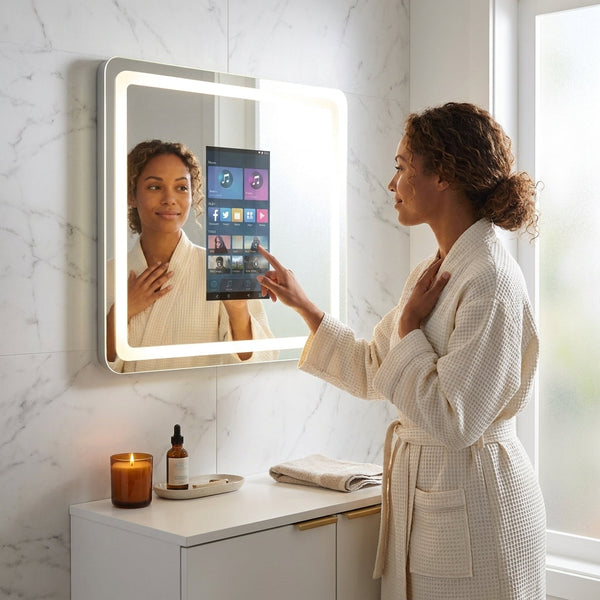 Smart Bathroom Mirror Built to Enhance Daily Routines, Touch Screen Display, Waterproof LED Lighting, Tempered Glass
