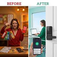 Smart Lock, 5-In-1 Smart Door Knob, Fingerprint Deadbolt with App Control, Bluetooth Smart Lock, Keyless Entry Door Lock with Handle, Biometric Door Lock, Keypad Digital Door Lock for Front Door — Before & After
