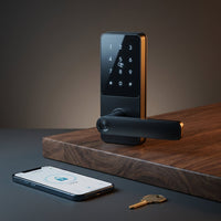 Smart Lock, 5-In-1 Smart Door Knob, Fingerprint Deadbolt with App Control, Bluetooth Smart Lock, Keyless Entry Door Lock with Handle, Biometric Door Lock, Keypad Digital Door Lock for Front Door — Studio Shot