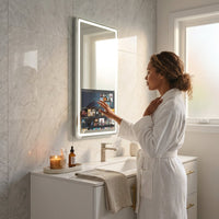 Vertical Smart Mirror Touch Screen Bathroom Vanity Waterproof Tempered Glass Rectangle Mirror with Apps LED Lighting Makeup — Lifestyle